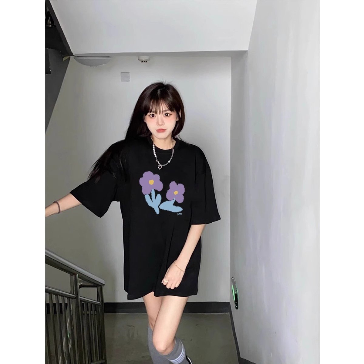 Vapetix M-4XL Women's Summer Loose Black Short Sleeve T-shirt for Plus Size, with Multiple Dopamine Outfits and H – Bild 6