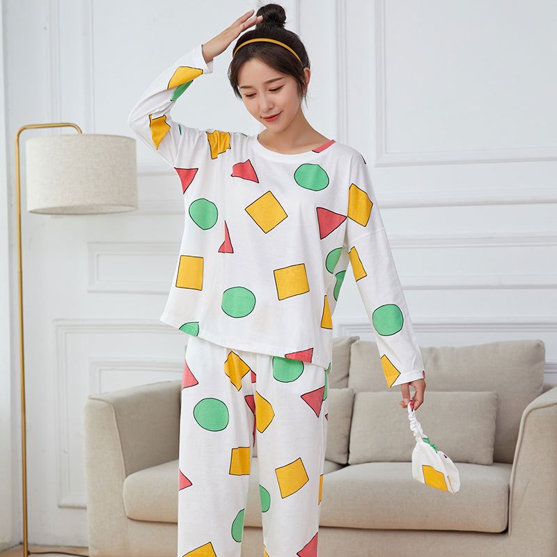 Vapetix M-XXL New Style Crayon Shin-chan Spring and Autumn Long-sleeved Pajamas Women's Cartoon Sweet Cute Geomet – Bild 7