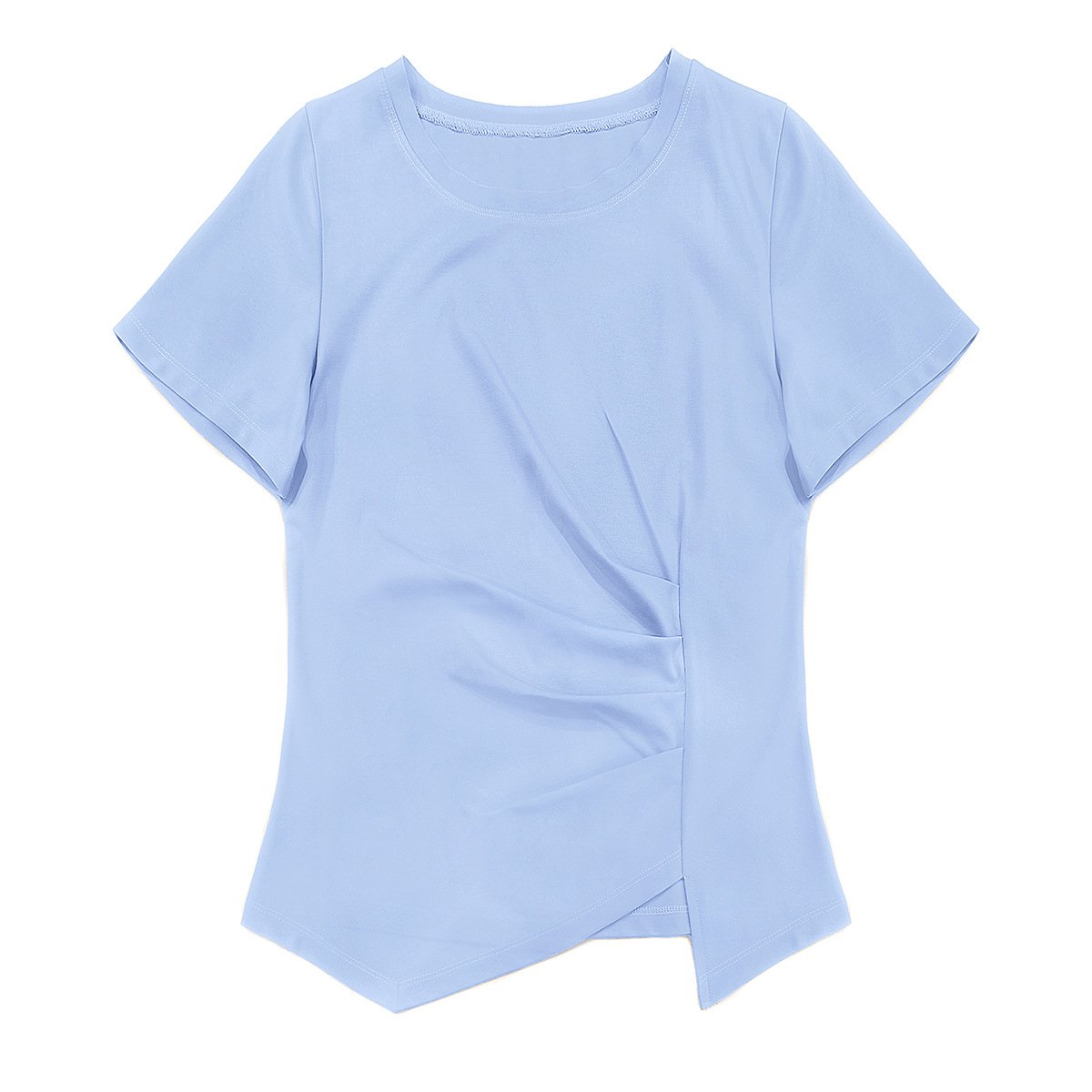 Vapetix M-XXXXL Women's Short Sleeve Summer T-shirt 2025 with Pleated Design, Asymmetrical Top, Trendy and Stylish – Bild 7