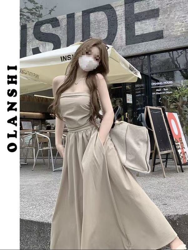 Vapetix S-2XL Sexy pleated tube dress women's fashion elegant A-line skirt cinched waist slimming sleeveless ligh – Bild 5