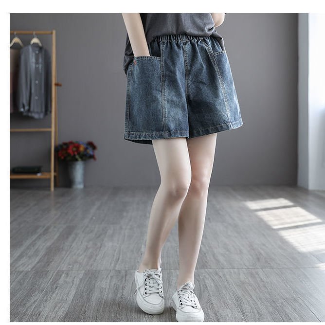 Vapetix S (Recommended within 100 pounds)-3XL (Recommended weight: 160-180 lbs) Summer Korean-style denim shorts for women, large pockets, loose and slimming, youthful and versati - 图片 8