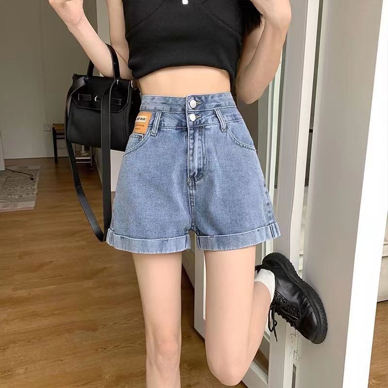 Vapetix ♛XS suggests 75-88 lbs♛-♛Don't know the code number♛ High-waisted straight-leg wide-leg denim shorts for women, A-line summer thin version, suitable for – Bild 6