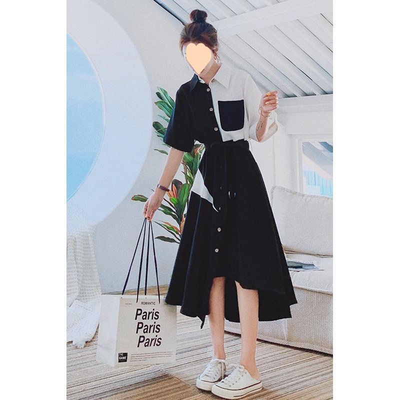 Vapetix S-XXS Irregular Color-Block Dress Women's Spring/Summer 2025 New French Style Elegant Slim-Fit Chic Niche - 图片 6