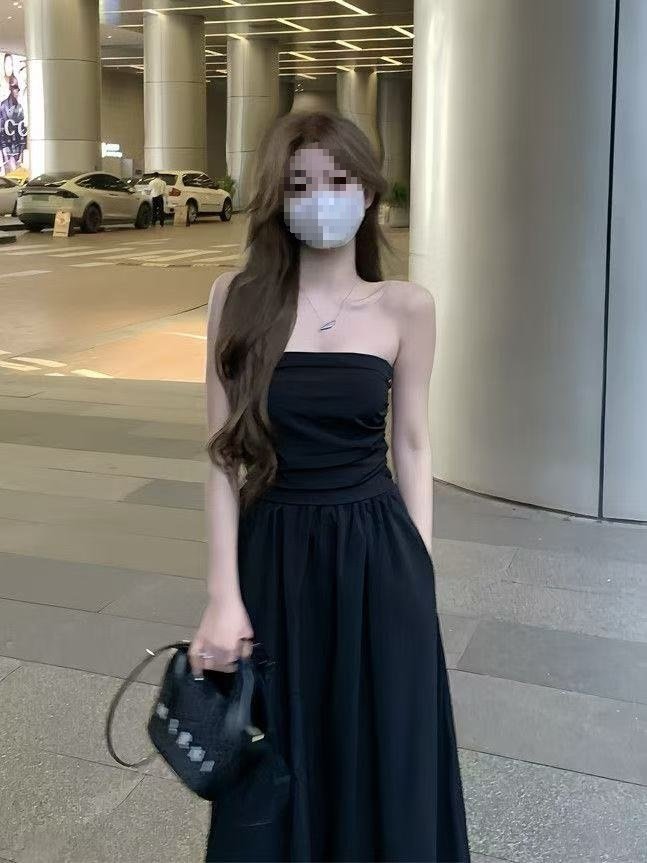 Vapetix S-2XL Sexy pleated tube dress women's fashion elegant A-line skirt cinched waist slimming sleeveless ligh – Bild 7