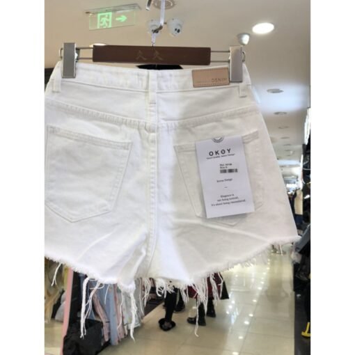 Vapetix S size [80-95 lbs]-5XL size [180-200 lbs]  Women's Loose Straight Leg White High-Waisted Denim Shorts 2025 New Trendy Fat Fashion Student Outf – Bild 6