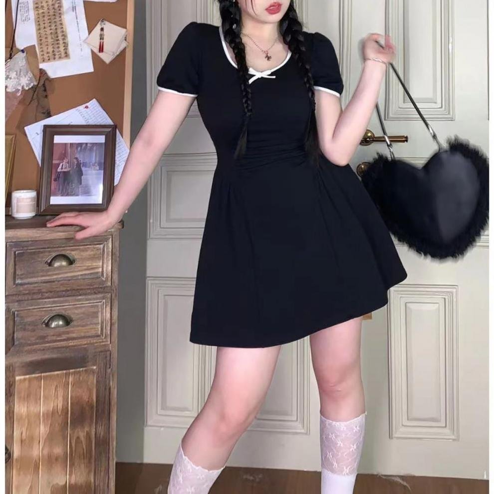 Vapetix S-2XL Plus Size Women's Sexy Pleated Waist-Slimming Backless Dress 2025 Summer French First Love Kikyo Bl – Bild 8