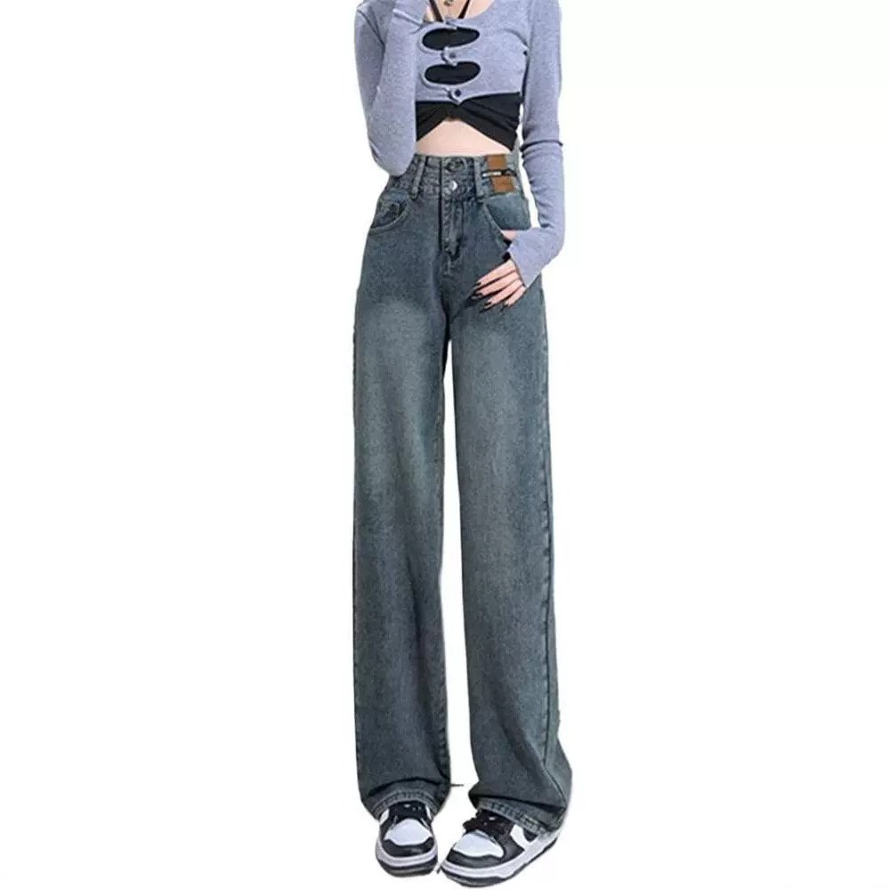 Vapetix XS-3XL Women's Pear Shape Slimming Straight Leg Wide Leg Summer Jeans, Small Frame Loose High Waist Floor- – Bild 9