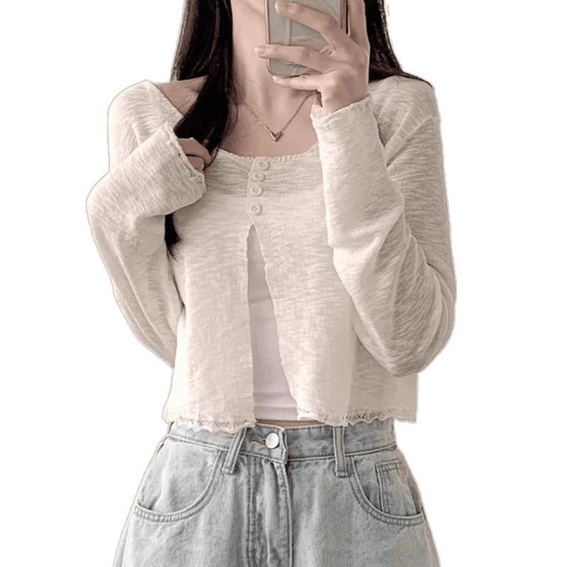 Vapetix Free Size-Free Size Lady's Short-Sleeve Top 2025 Spring Unique Style Knit Long-Sleeve Sun Protection Shirt New Style Ou – Bild 5