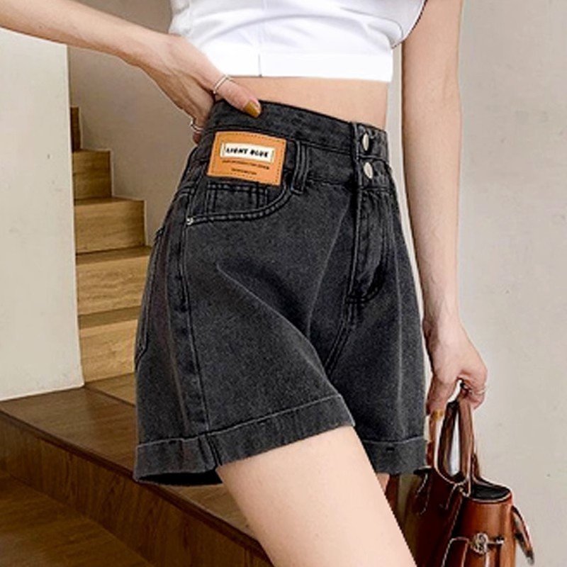 Vapetix ♛XS suggests 75-88 lbs♛-♛Don't know the code number♛ High-waisted straight-leg wide-leg denim shorts for women, A-line summer thin version, suitable for – Bild 7