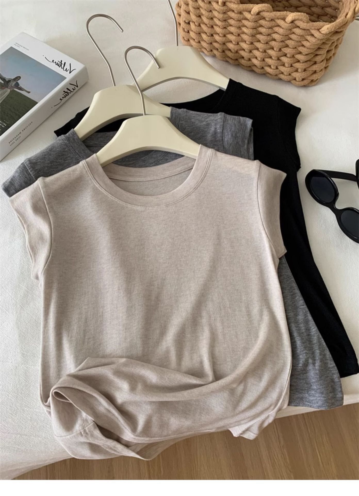 Vapetix S-XL Lightweight and Comfortable Pure Cotton Sleeveless Spaghetti Strap Tank Top for Women - 2024 Summer - 图片 5