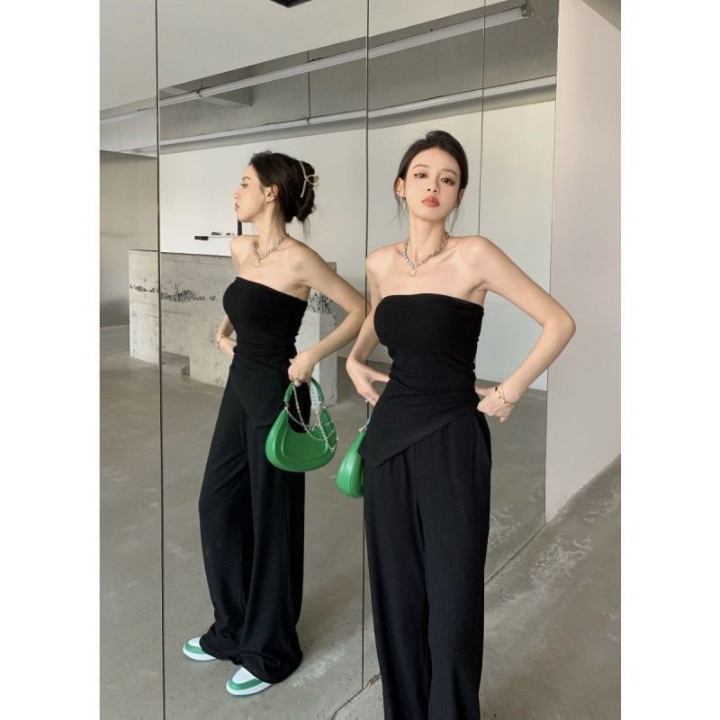 Vapetix S-XL Summer Pure Desire Women's Set: Asymmetrical Knit Bralette + High-Waist Wide-Leg Pants – Bild 5