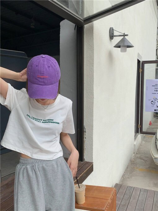 Vapetix M-2XL  2025 Summer Korean Version New Loose Short Length Subtle Nipple Revealing Letter Print Short Sleeve – Bild 8