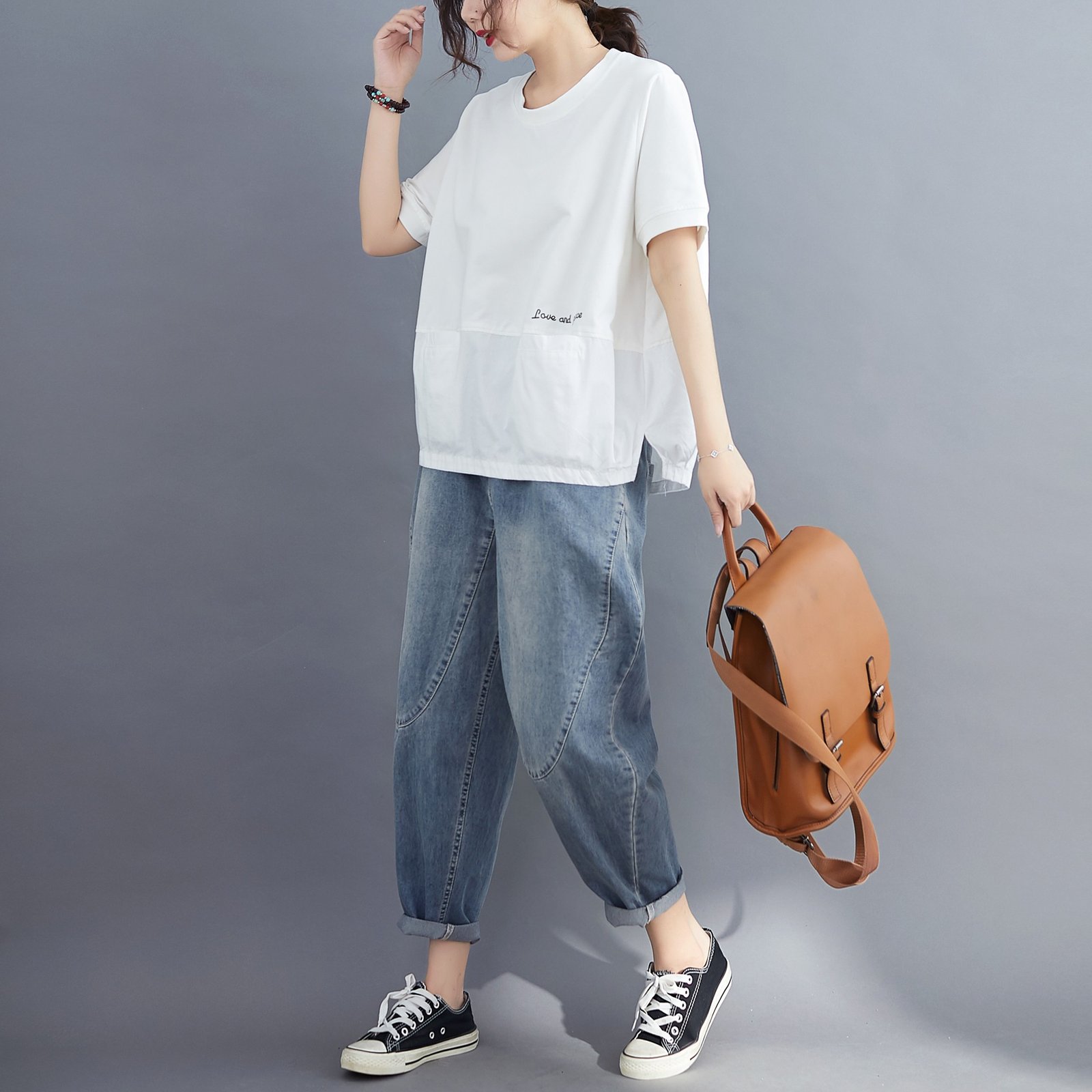 Vapetix M-4XL 2023 Summer New Solid Color Versatile Casual Slimming Base Shirt Loose Plus Size Literary Short Sle - 图片 8