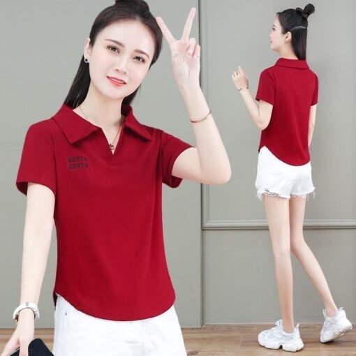 Vapetix L-3XL  Summer Collar Polo Shirt Top, Versatile and Fitted Korean Style Embroidered Short-Sleeve T-shirt fo – Bild 9