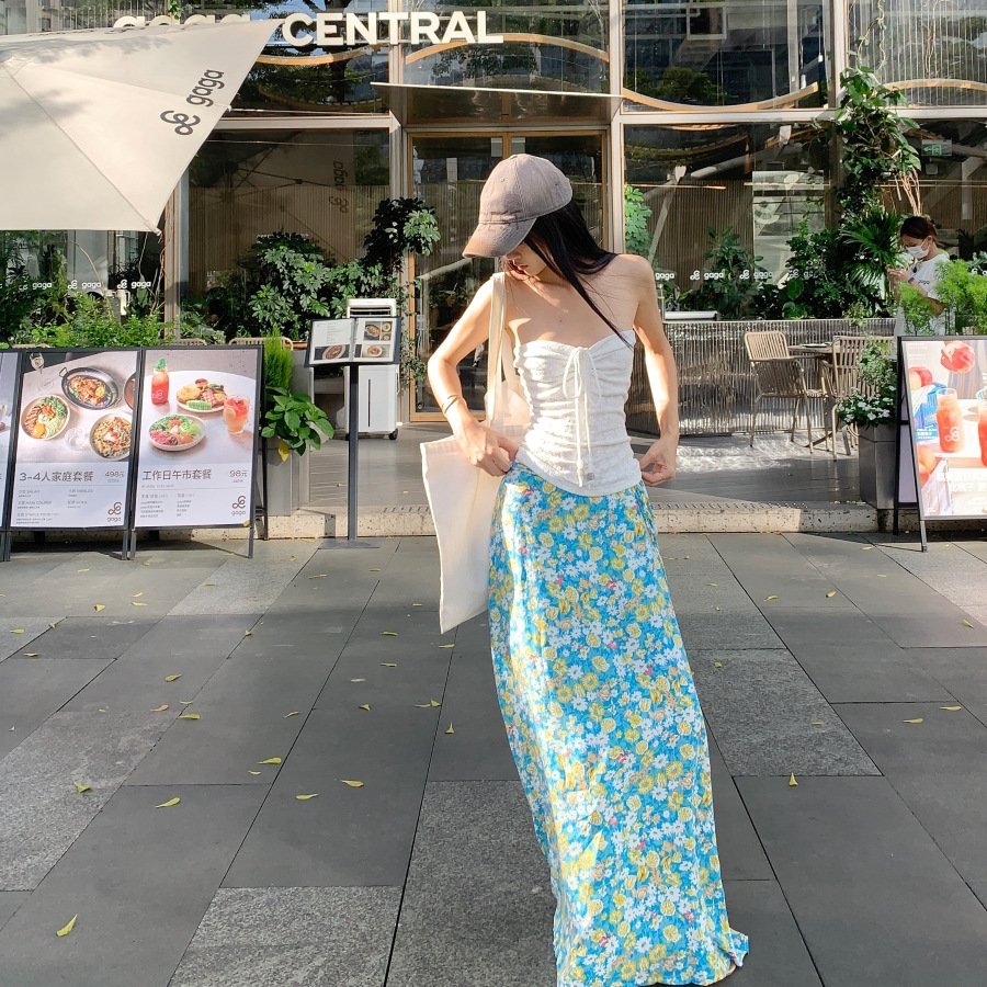 Vapetix S-XL Pure Desire Style Gathered Waist-Corset Blouse Top Women Summer Floral Print Slimming High-Waisted – Bild 8