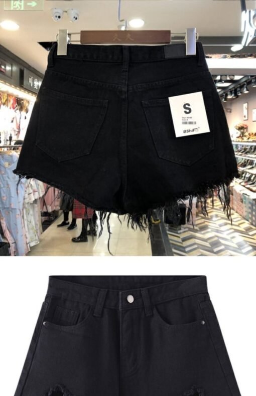 Vapetix S size [80-95 lbs]-5XL size [180-200 lbs]  Women's Loose Straight Leg White High-Waisted Denim Shorts 2025 New Trendy Fat Fashion Student Outf – Bild 7