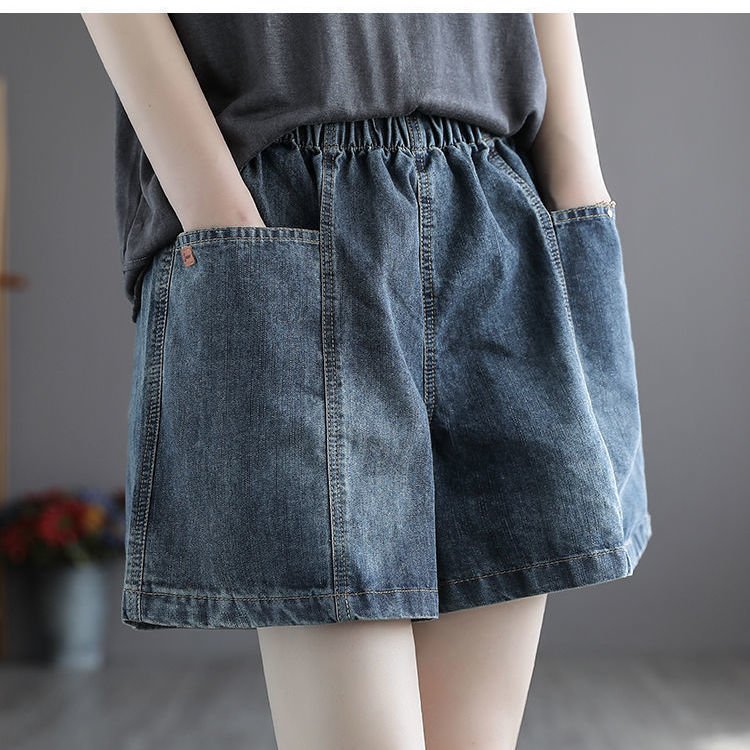 Vapetix S (Recommended within 100 pounds)-3XL (Recommended weight: 160-180 lbs) Summer Korean-style denim shorts for women, large pockets, loose and slimming, youthful and versati - 图片 9