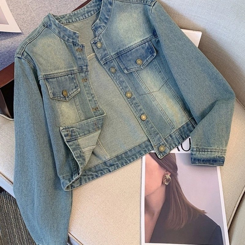 Vapetix S Recommend 80-100 pounds-3XL size is recommended for 140-150 pounds. Vintage Short Denim Jacket 2024 New Arrival Women's Spring/Early Spring Denim Jacket for Petite Fig – Bild 8
