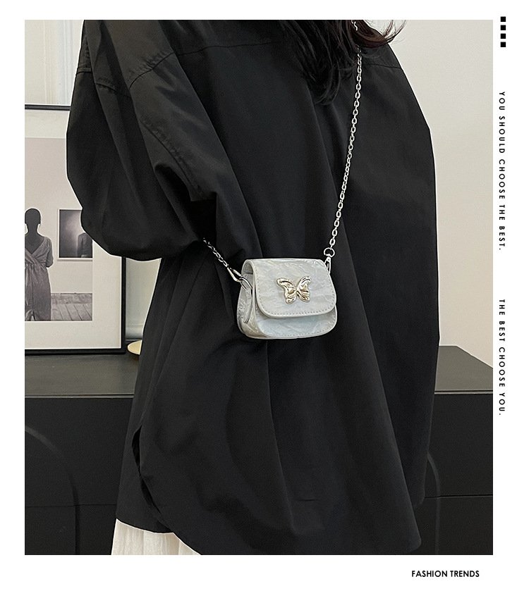 Vapetix Free Size-Free Size Elegant Women's Summer 2024 Mini Lipstick Crossbody Bag, Trendy Butterfly Chain Shoulder Bag - 图片 8