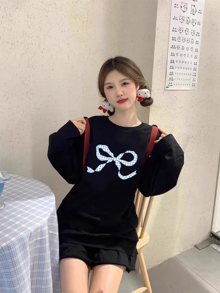 Vapetix S-3XL Official Image: 21-ply Pure Cotton - 210g (100% Cotton) Autumn Long-Sleeve T-shirt for Women, Loose – Bild 2