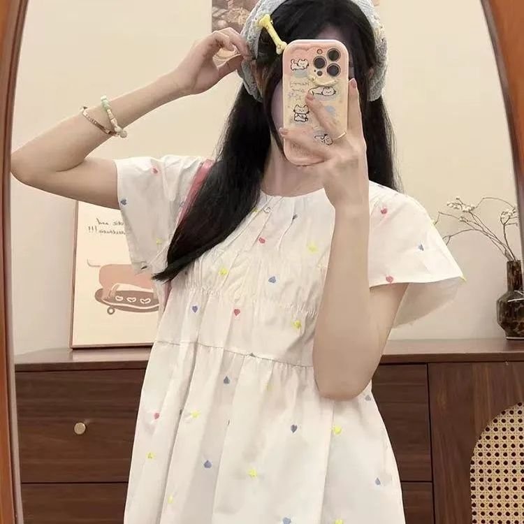 Vapetix S-XL Original Fabric Colorful Heart Print Doll Shirt 2025 Summer New Design Loose Top – Bild 3