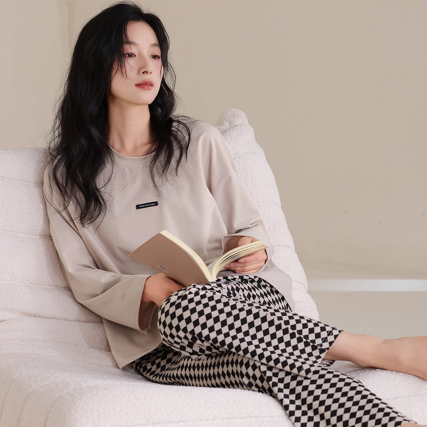 Vapetix M-XXL Women's Set of 2025 Autumn Cotton Crew Neck Long Sleeve Pants Pajamas - Casual, Comfortable, Sweet – Bild 4