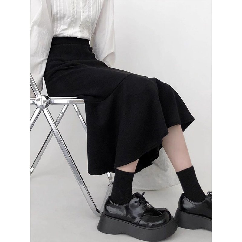 Vapetix S-XL Black fish tail skirt for women, new for autumn and winter, high-waisted, slimming, medium-length, - 图片 3