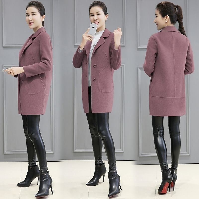 Vapetix M-4XL New wool coat, new autumn and winter style, elegant Korean version, loose and slimming medium-lengt – Bild 5