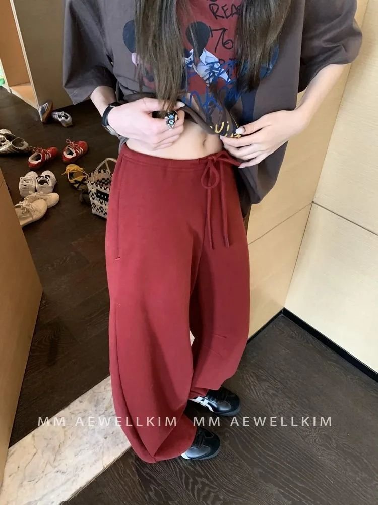 Vapetix S-2XL Casual Loose-Fitting Wide-Leg Straight-Tube Slacks with Drawstring Waist for Women, Suitable for Ea – Bild 3