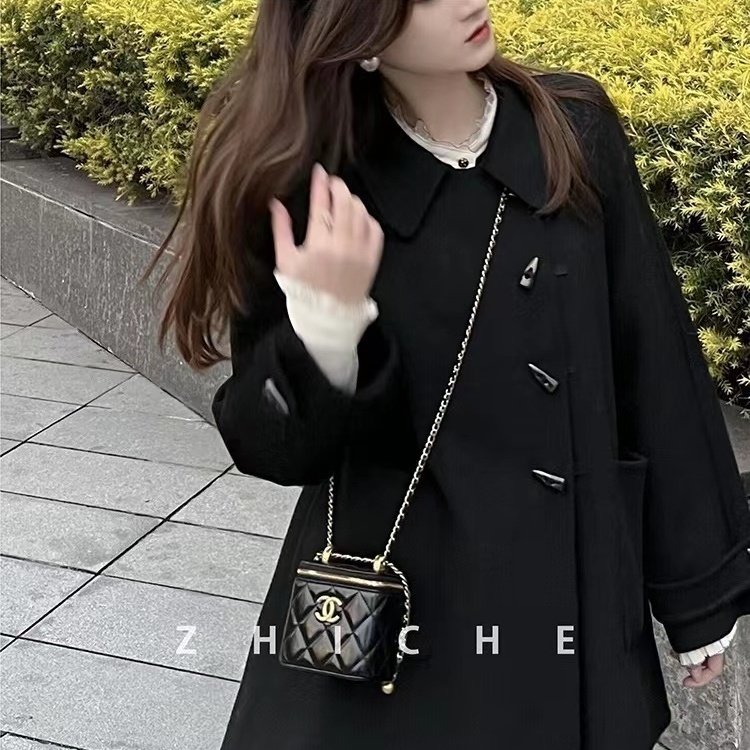 Vapetix S-2XL Women's Red Wool Coat 2025 Autumn/Winter New Korean Style Slimming Shorty Cow Bone Button Wool Coat – Bild 3