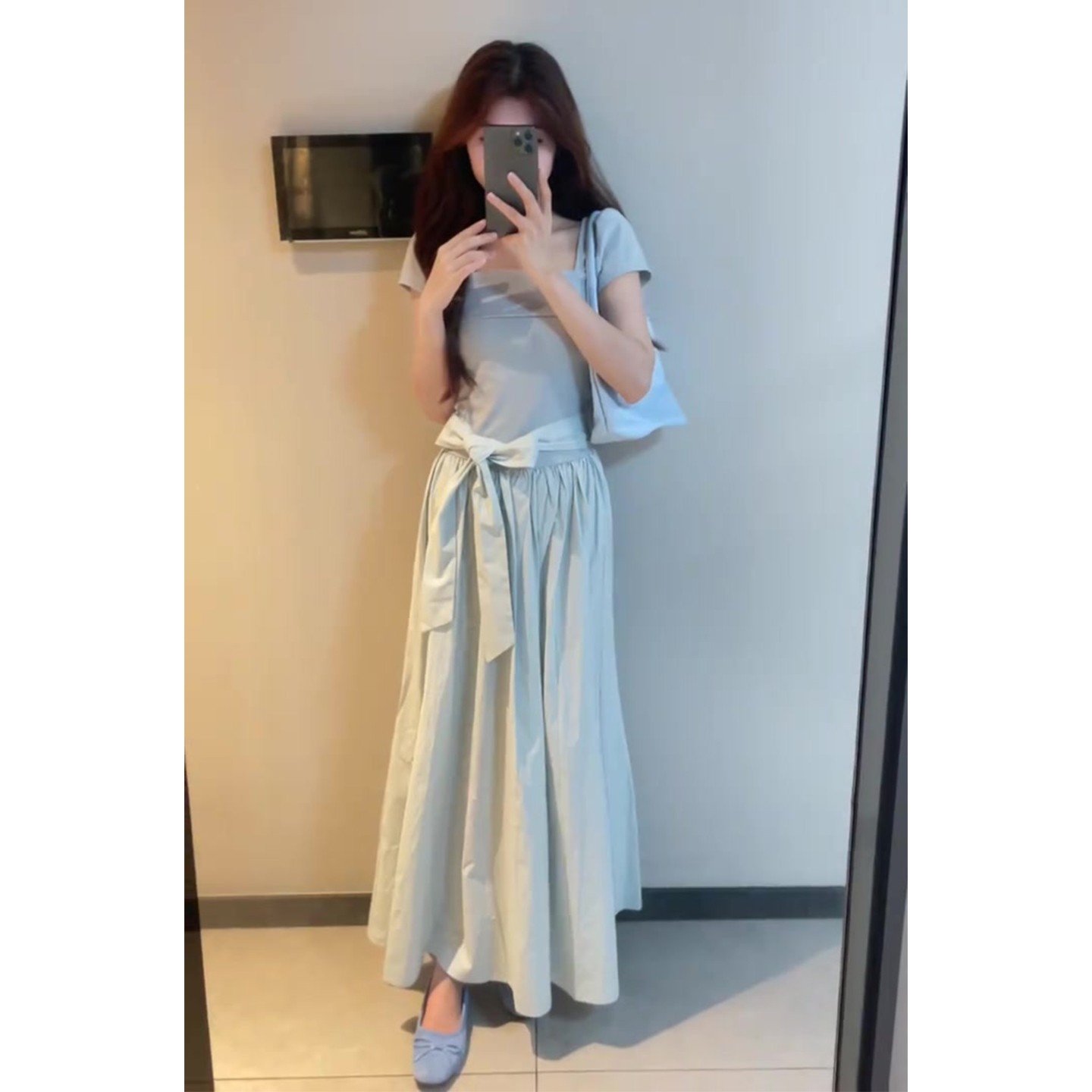 Vapetix S-XL French-style gentle round-neck short-sleeve dress for women, 2025 summer new design, waist-cinching - 图片 3