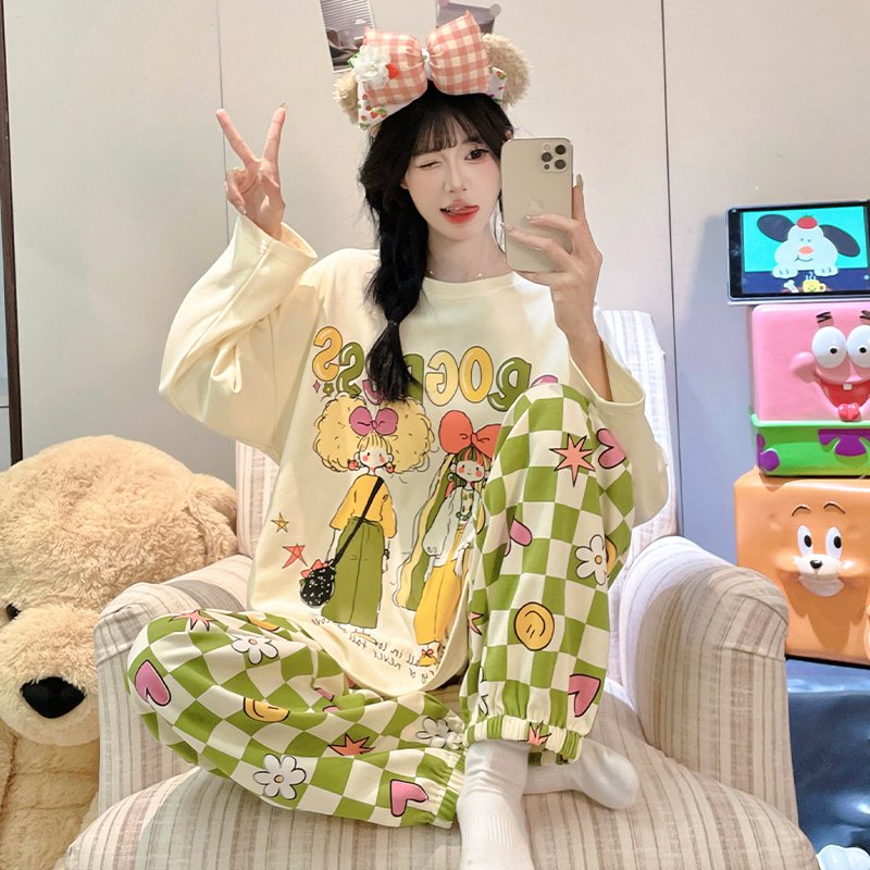 Vapetix M-XXL Women's Fall New Pajama Set with Elastic Crew Neck Sweatshirt and Long Pants, Sweet and Cute Teen H – Bild 5