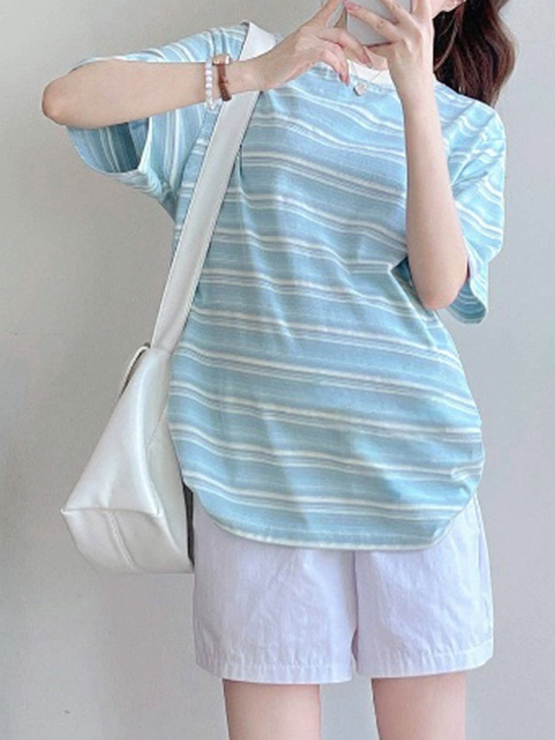 Vapetix S-L Korean-style trendy retro striped short-sleeve t-shirt for women, summer 2025 new design, loose cas – Bild 3