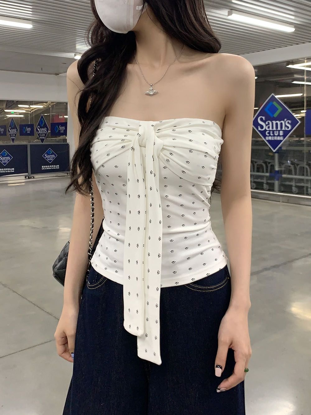 Vapetix S-XL Casual Cut 1*1 White Polka Dot Bralette Backless Bodysuit for Women Tight Bodycon Wrap Camisole Top – Bild 3