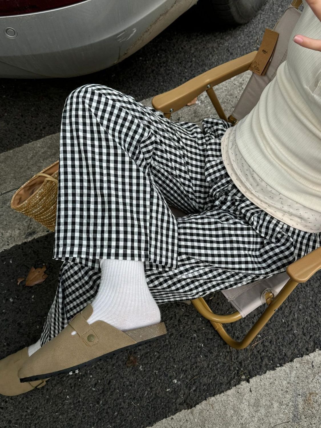 Vapetix S-2XL Women's Spring and Summer New Loose Straight Leg Straight Cut Grid Pants for Casual Walking, Relaxe – Bild 3