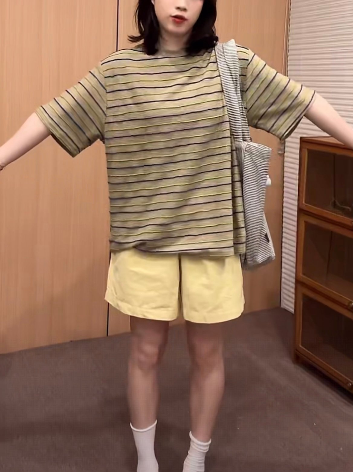 Vapetix S-XL Oversized Short Sleeve T-Shirt with Striped Pattern, Round Neck, Women's New Summer 2025 Half-Sleev - 图片 3