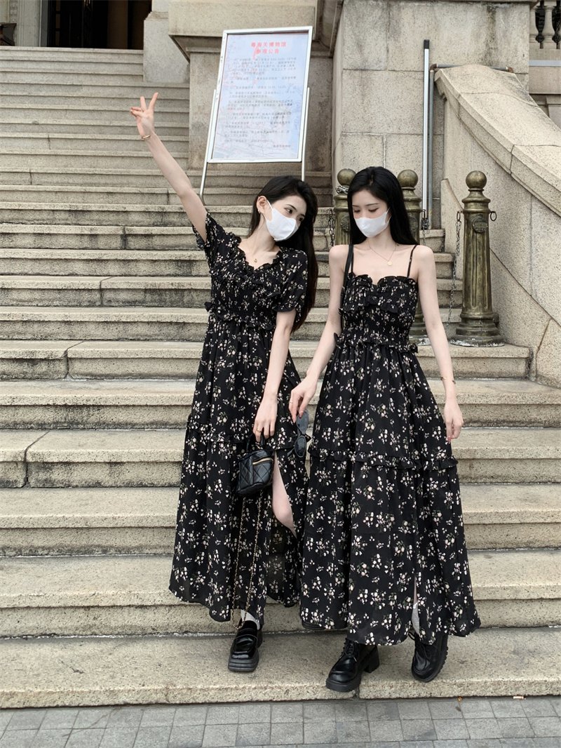 Vapetix S-2XL Sheer floral print summer dress for women, 2025 new arrival, friendship-themed, design-savvy, waist - 图片 4