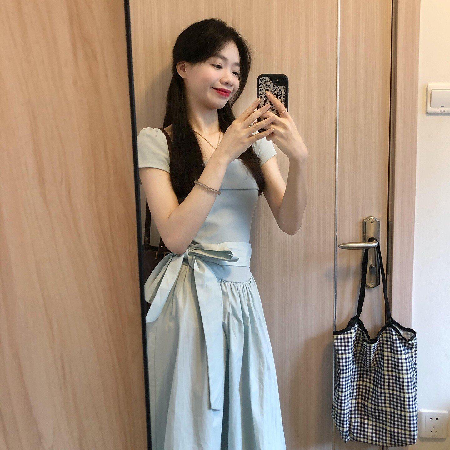 Vapetix S-XL French Gentle Style Square Collar Short Sleeve Dress for Women 2025 Summer New Arrival Waist Cinchi – Bild 3