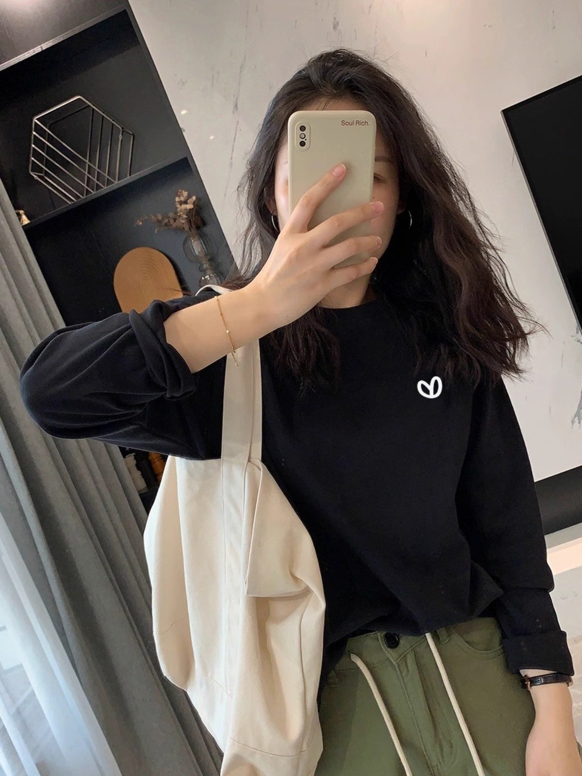 Vapetix S-3XL Official Image 21-ply Cotton - 210g (100% Cotton) Autumn Long Sleeve Women's Loose T-shirt with Pri – Bild 3