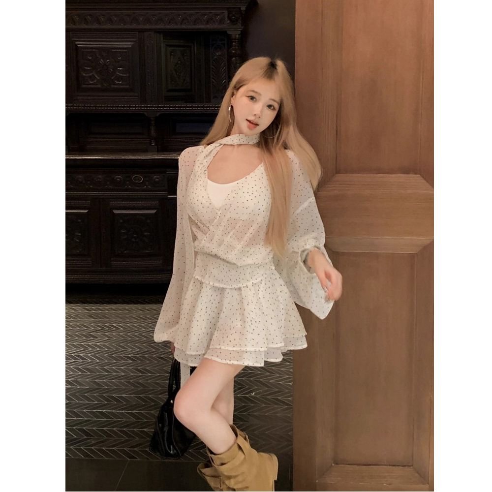 Vapetix S-2XL Women's Summer Plus Size Fat MM Designers Uniquely Fitted Waist A-line Short Skirt French Polka Dot - 图片 2