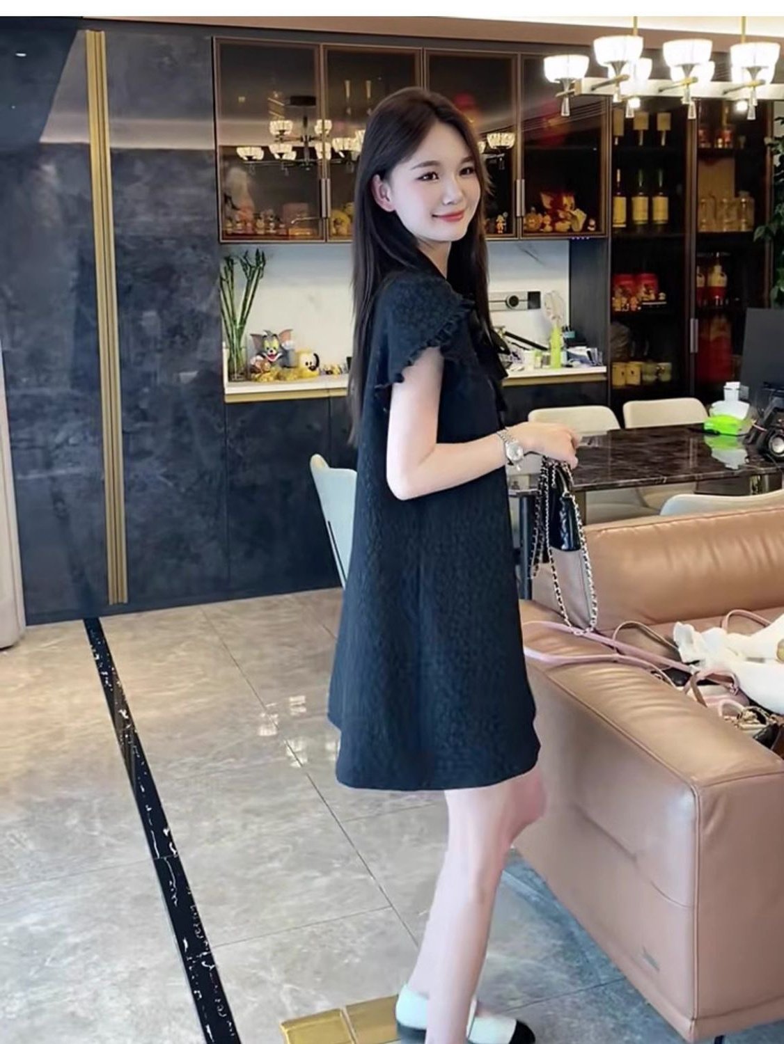 Vapetix S-2XL 2025 New Chinese Style Stand Collar Short-Sleeve Dress for Women, Elegant and Slimming Summer Chine - 图片 2