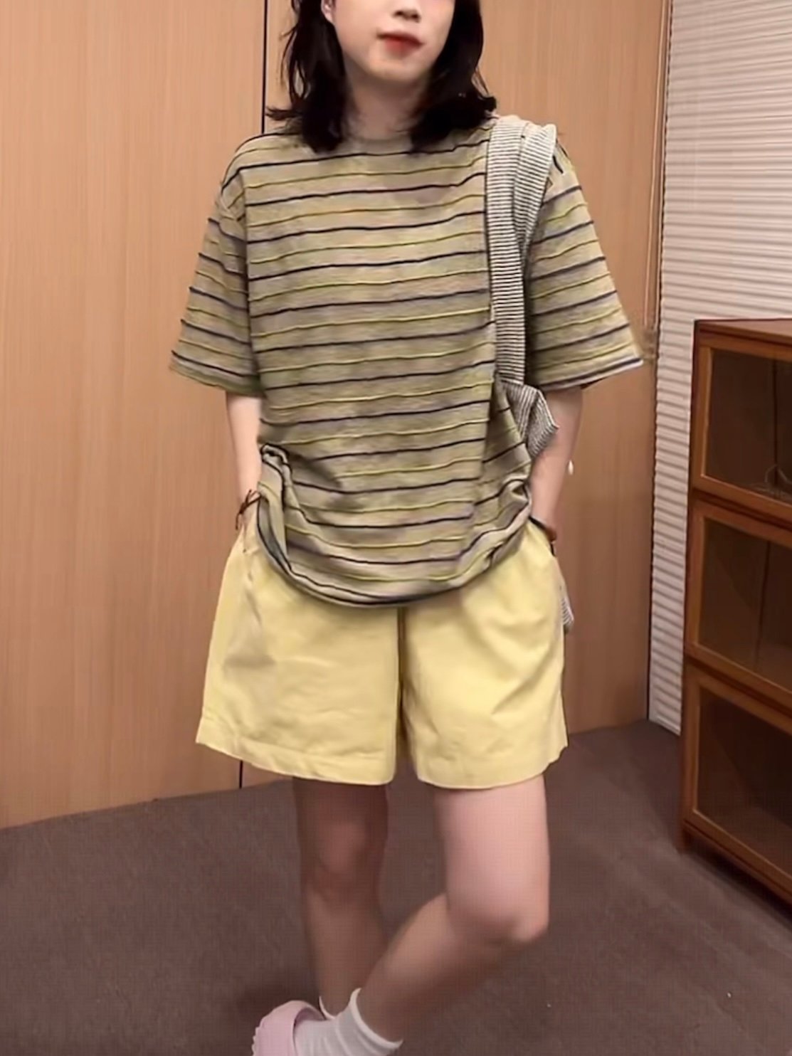 Vapetix S-XL Oversized Short Sleeve T-Shirt with Striped Pattern, Round Neck, Women's New Summer 2025 Half-Sleev - 图片 4