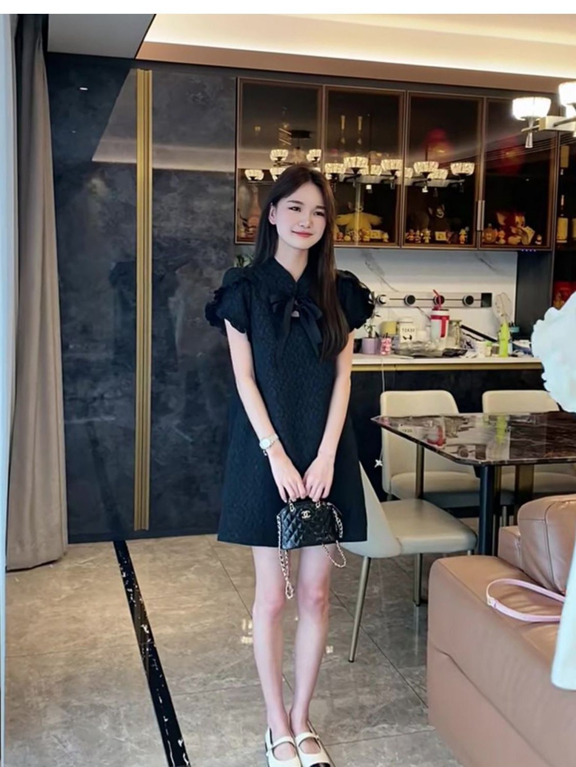 Vapetix S-2XL 2025 New Chinese Style Stand Collar Short-Sleeve Dress for Women, Elegant and Slimming Summer Chine - 图片 3