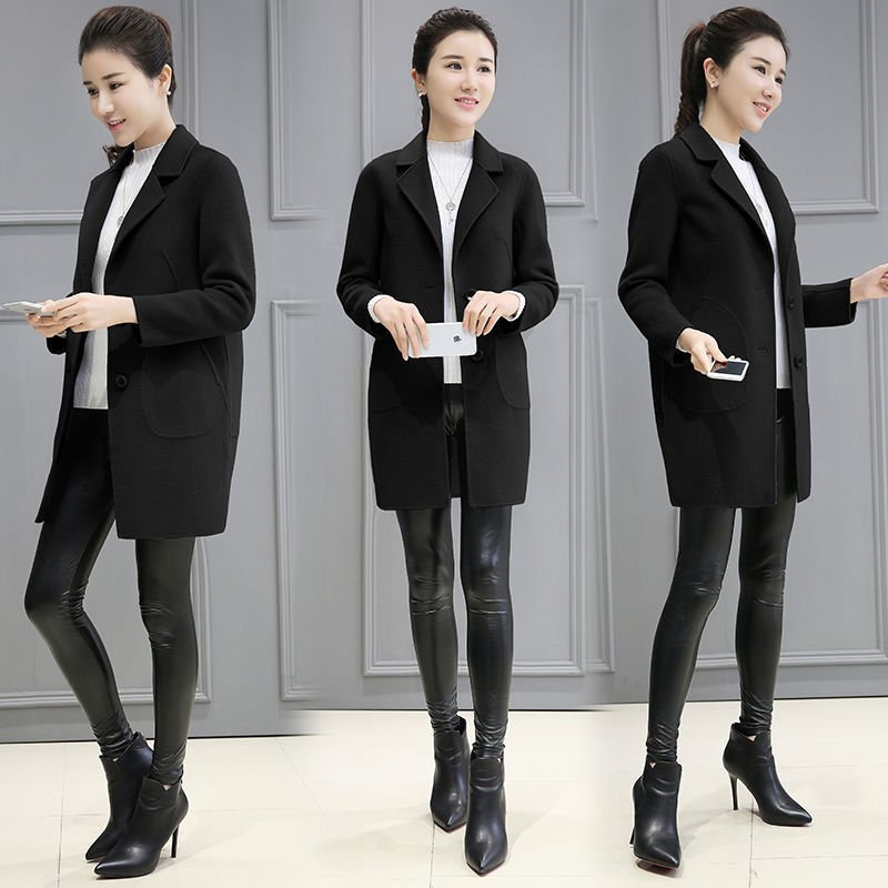 Vapetix M-4XL New wool coat, new autumn and winter style, elegant Korean version, loose and slimming medium-lengt – Bild 4