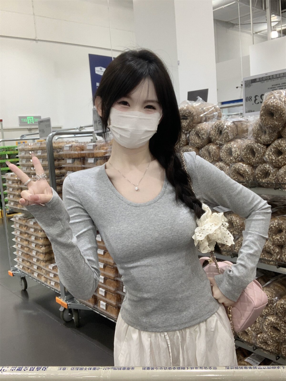 Vapetix S-XL Photographed Autumn Korean Style Fitted Slimming U-Neck Elegant Gentle Long-Sleeved Inner T-shirt B – Bild 6