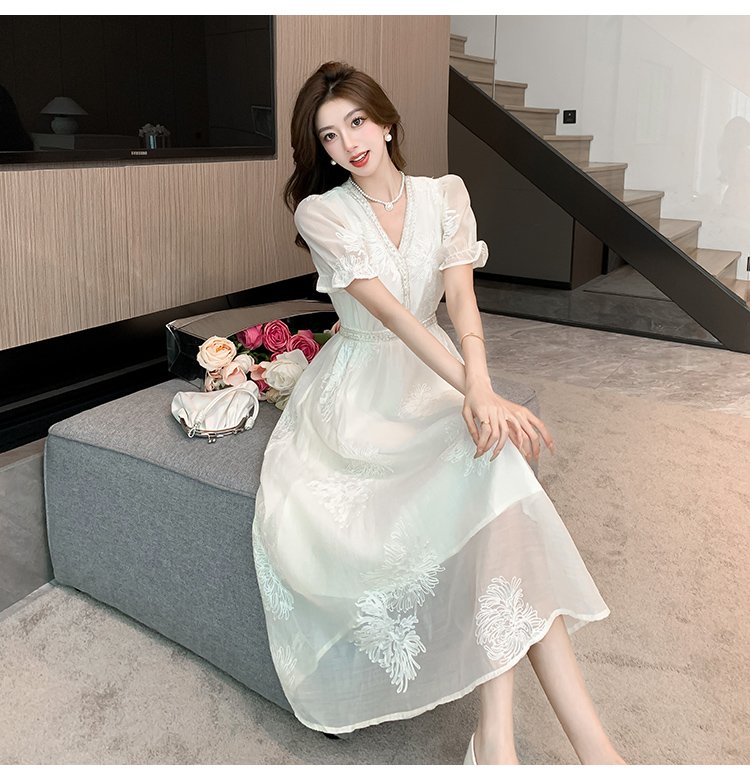 Vapetix S-2XL Heavy Industry Embroidery, New Chinese Style, National Wind Women's Summer Dress Design, French Gen – Bild 4