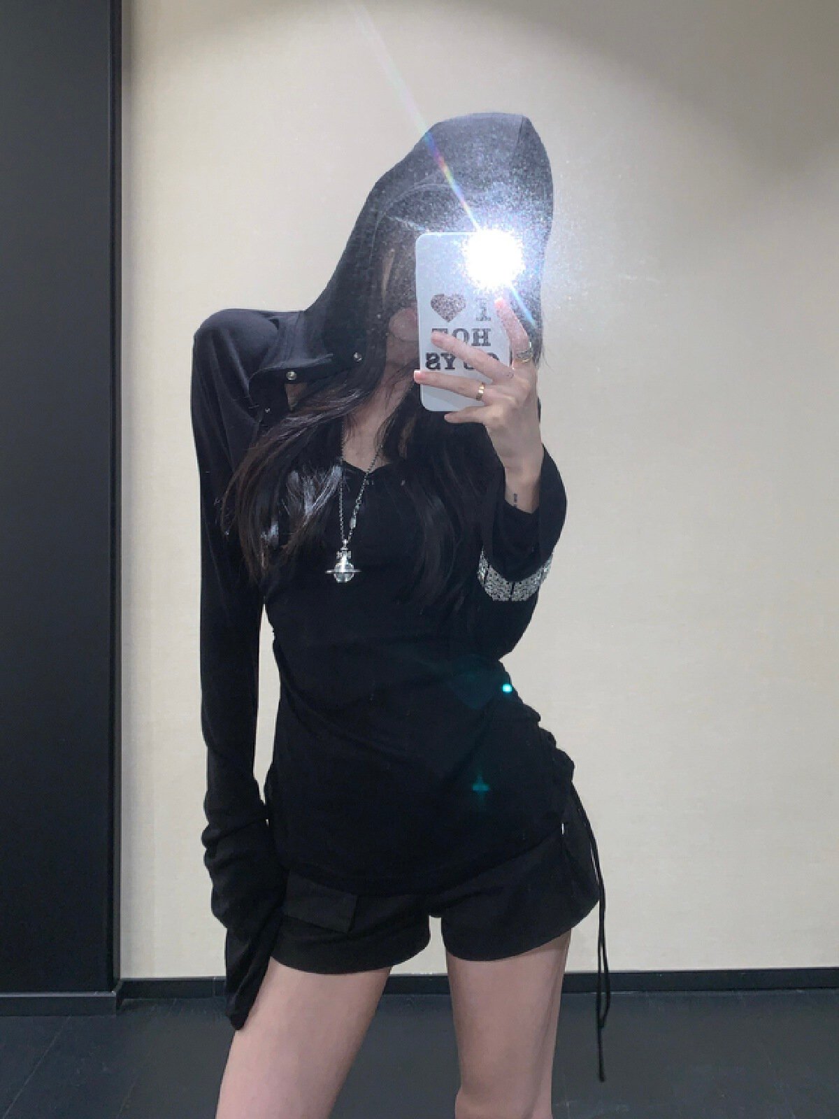 Vapetix S-L Photographed - Black Design-Forward Hooded Long-Sleeve T-Shirt for Women, New Autumn Arrival, High- – Bild 9