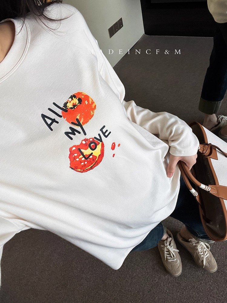 Vapetix S-3XL Official Image: 21-ply pure cotton - 210g (100% cotton) Autumn long-sleeve women's loose top with p – Bild 3