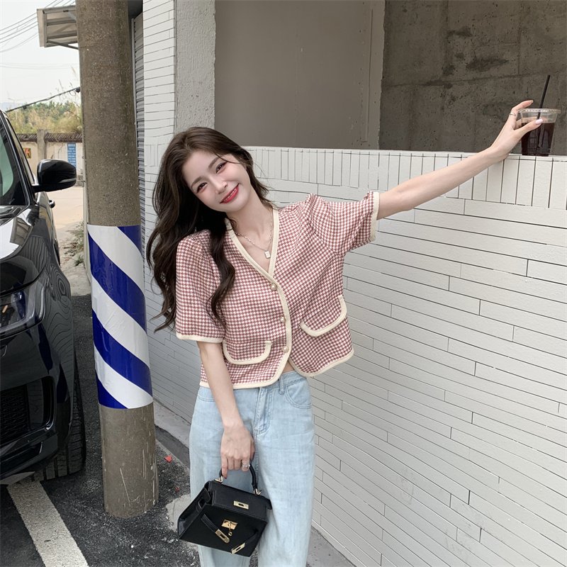 Vapetix S-2XL Women's Summer 2025 New Chiffon Shirt Jacket, Striped, V-Neck Short-Sleeve Cardigan Top, Stylish an - 图片 4