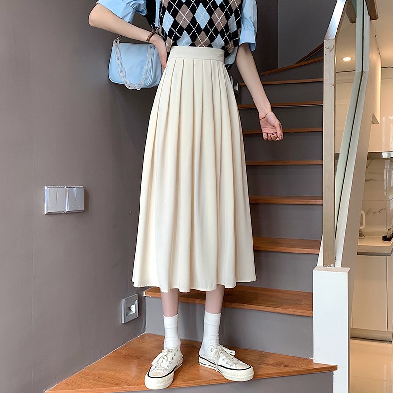 Vapetix S-2XL Pleated Midi Skirt - Summer 2025 New French High-Waist Slimming Chic Hip-Hiding Skirt for Girls and - 图片 4